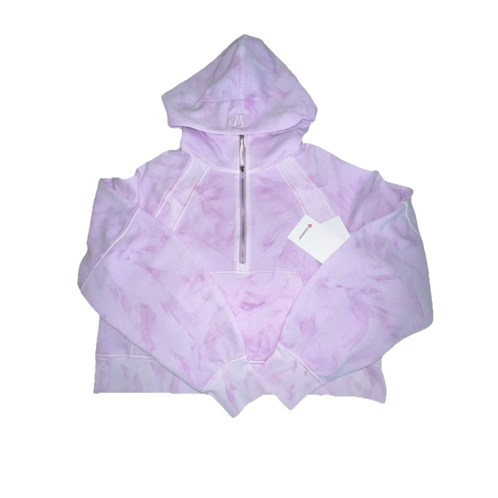 LULULEMON SCUBA OVERSIZED HALF ZIP HOODIE DYE MINERAL DYE LAVENDER SIZE XS/S NWT